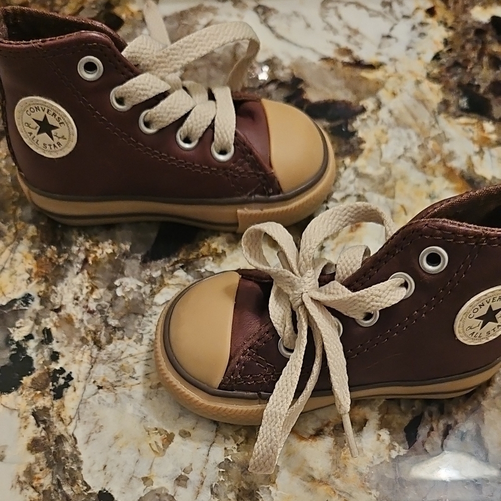 Converse Kids High-Top Sneakers - Dark Brown and Tan
